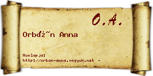 Orbán Anna névjegykártya