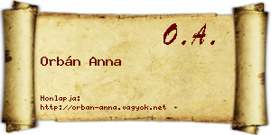 Orbán Anna névjegykártya